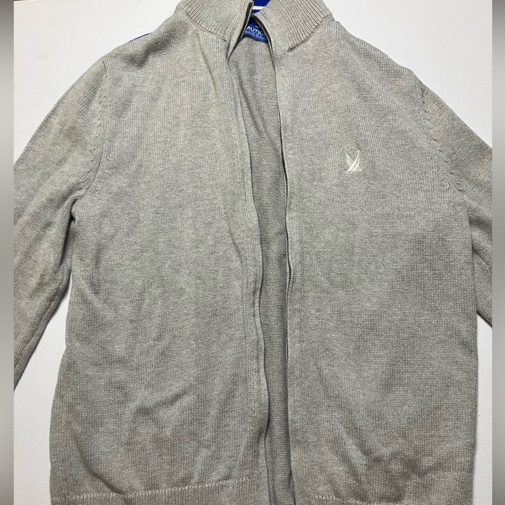 Men Gray Zip Up Nautica Sweater